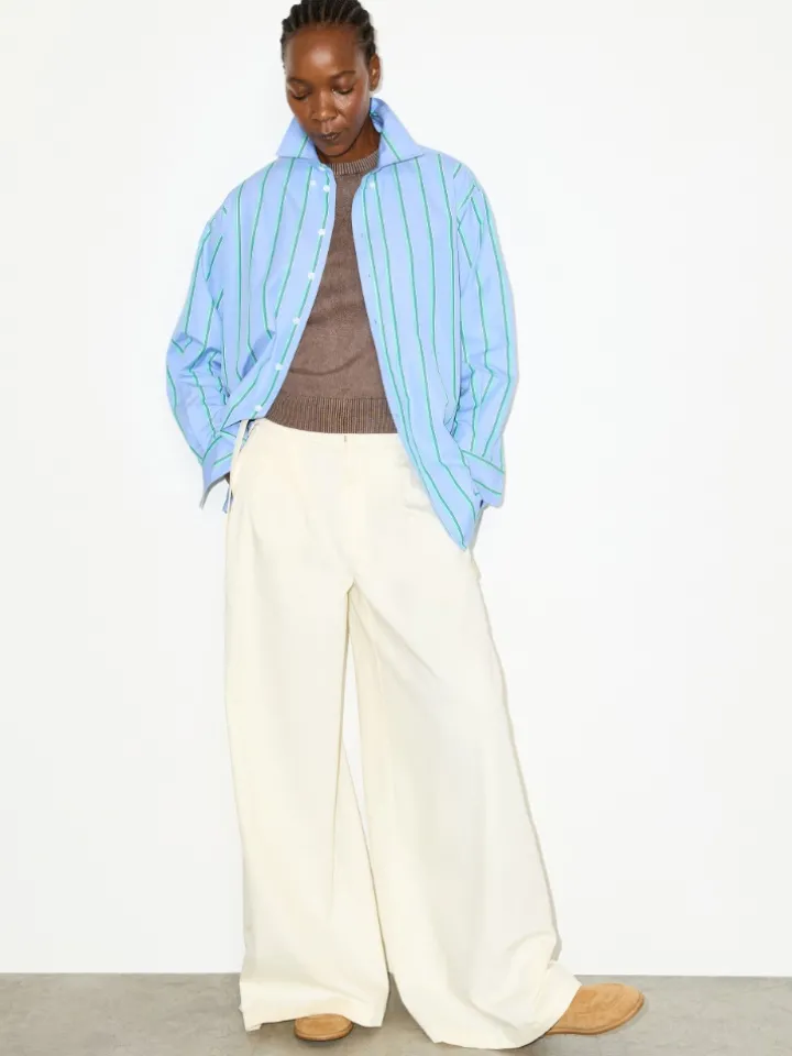 Striped cotton-poplin shirt - light blue