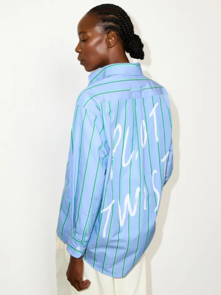 Striped cotton-poplin shirt - light blue