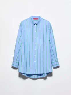 Striped cotton-poplin shirt - light blue