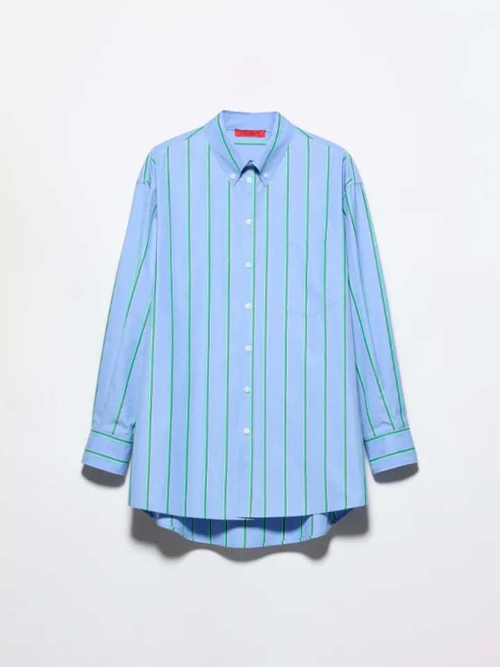 Striped cotton-poplin shirt - light blue