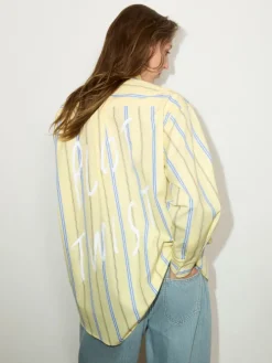 Striped cotton-poplin shirt - yellow
