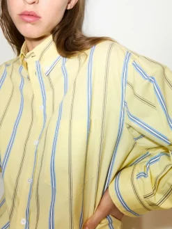 Striped cotton-poplin shirt - yellow