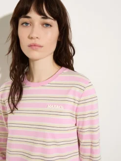 Striped cotton T-shirt - pink