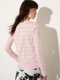 Striped cotton T-shirt - pink