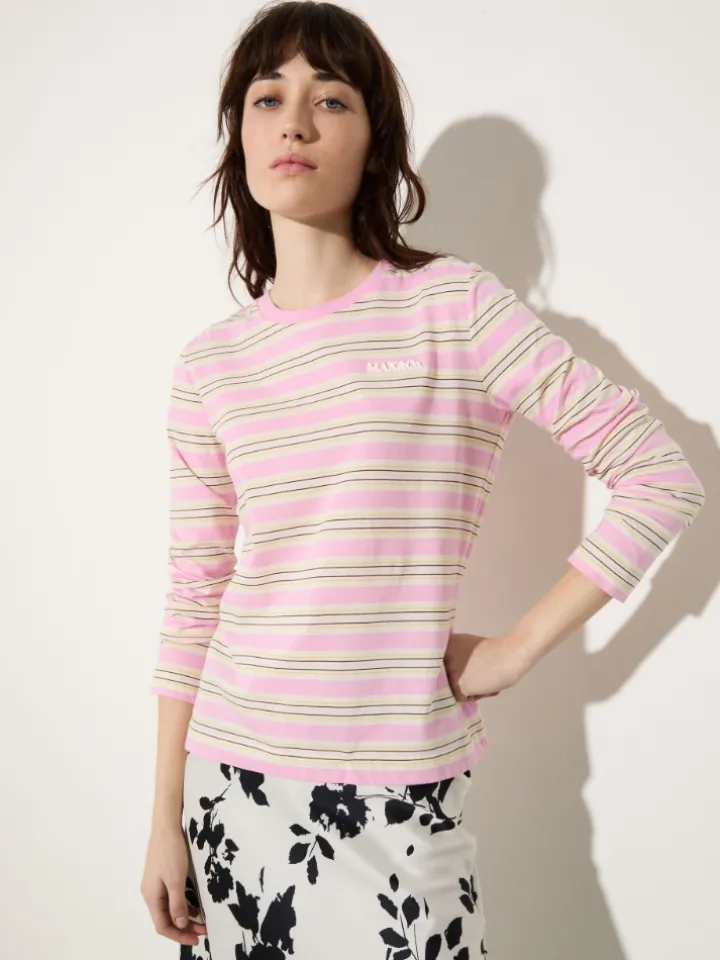 Striped cotton T-shirt - pink