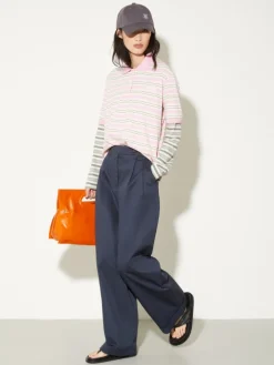 Striped cotton T-shirt - sage
