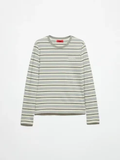 Striped cotton T-shirt - sage