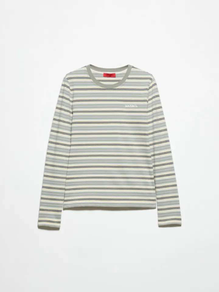 Striped cotton T-shirt - sage
