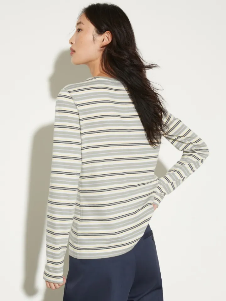 Striped cotton T-shirt - sage