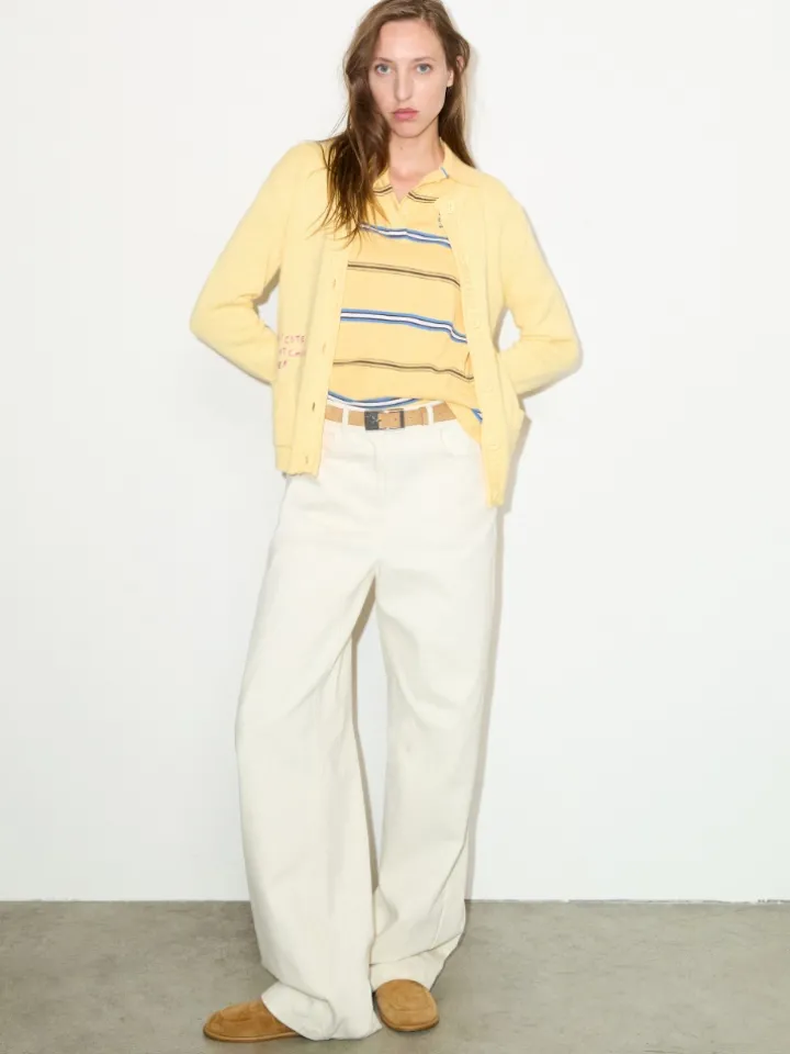 Striped embroidered polo shirt - yellow