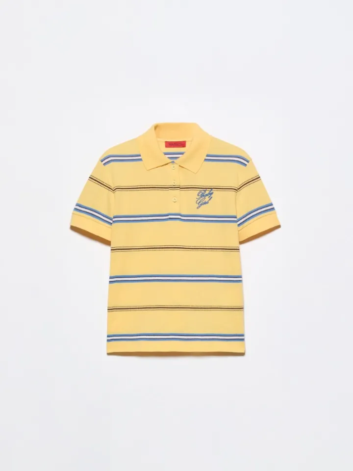 Striped embroidered polo shirt - yellow