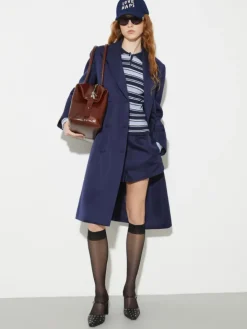 Striped polo-neck jumper - navy