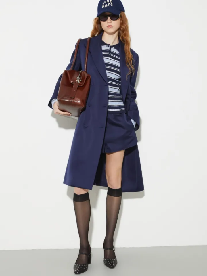Striped polo-neck jumper - navy