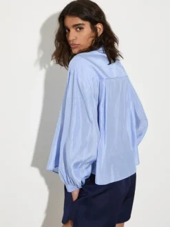 Striped textured shirt - light blue
