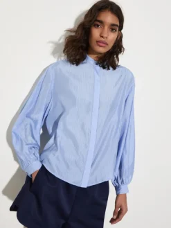 Striped textured shirt - light blue