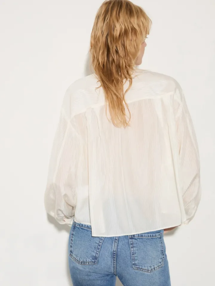 Striped textured shirt - white