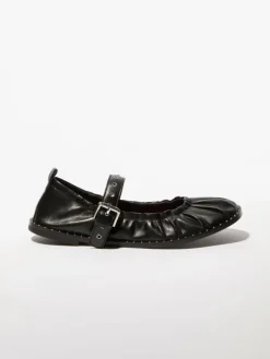 Studded nappa-leather ballet flats - black