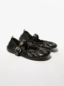 Studded nappa-leather ballet flats - black