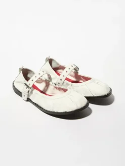 Studded nappa-leather ballet flats - white