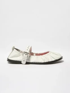 Studded nappa-leather ballet flats - white