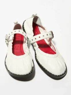 Studded nappa-leather ballet flats - white