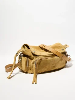 Suede multipocket bag - honey