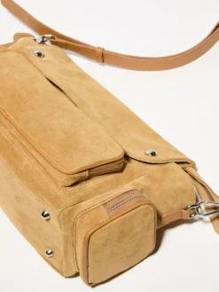 Suede multipocket bag - honey
