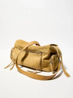 Suede multipocket bag - honey