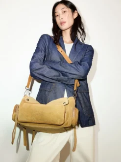 Suede multipocket bag - honey