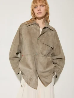 Suede shacket - sage