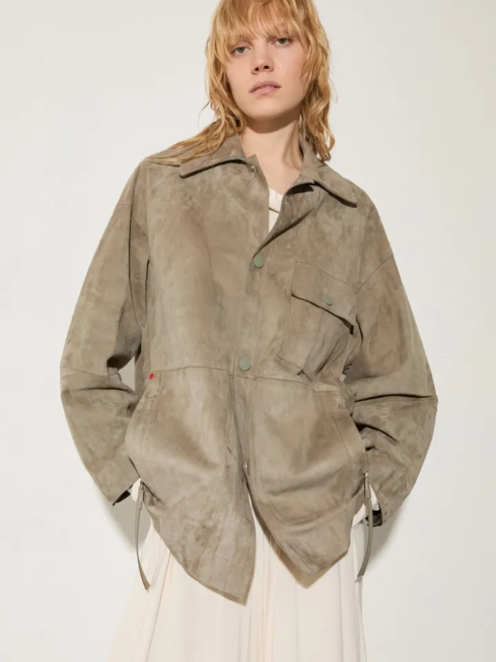 Suede shacket - sage