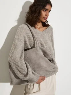 Suede tote bag - turtledove