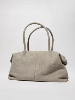 Suede tote bag - turtledove