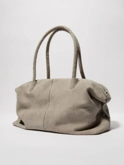 Suede tote bag - turtledove