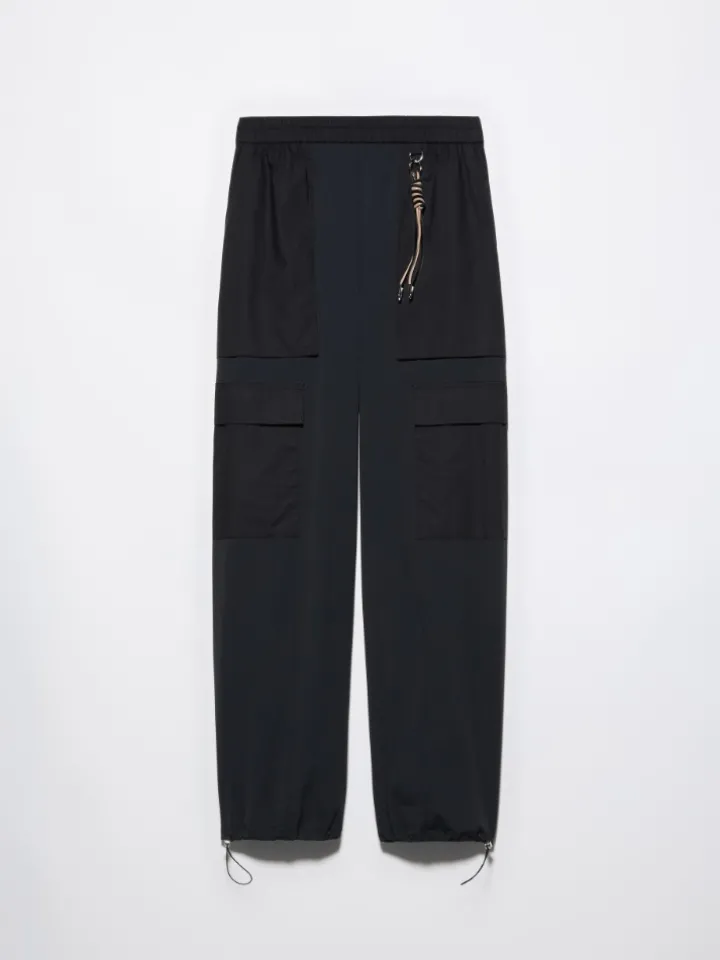 Technical-jersey cargo trousers - black