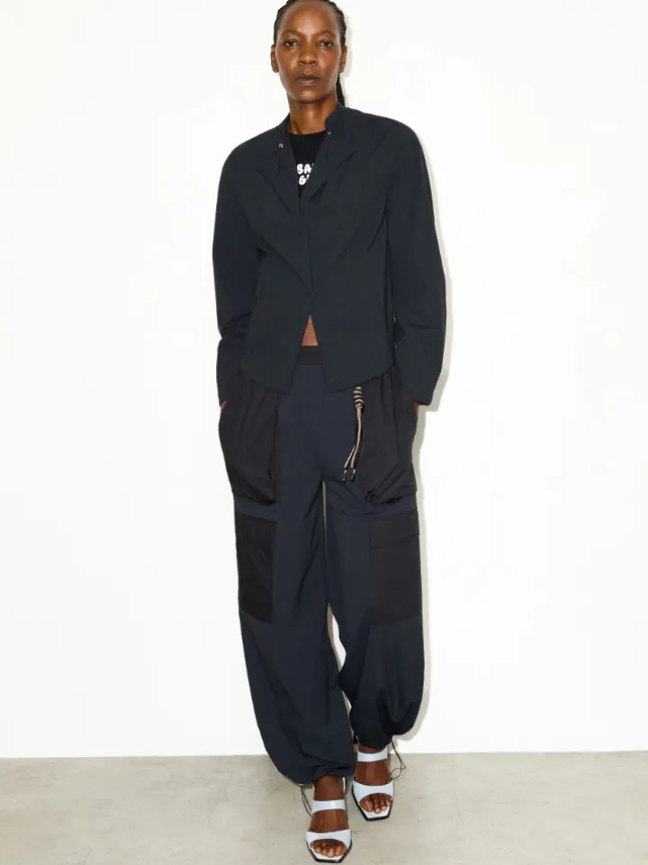 Technical-jersey cargo trousers - black