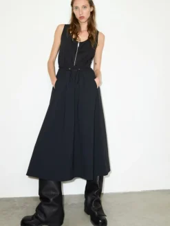 Technical-jersey midi dress - black