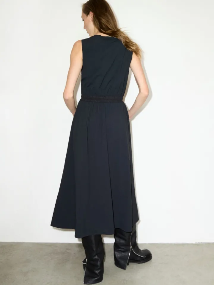 Technical-jersey midi dress - black