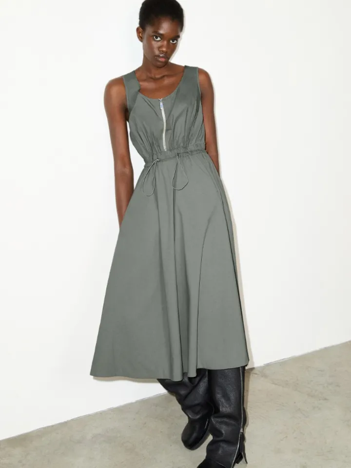 Technical-jersey midi dress - kaki
