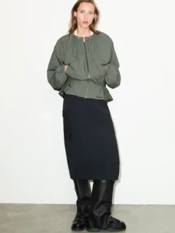 Technical-jersey pencil skirt - black