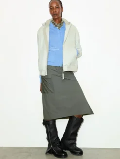 Technical-jersey pencil skirt - kaki