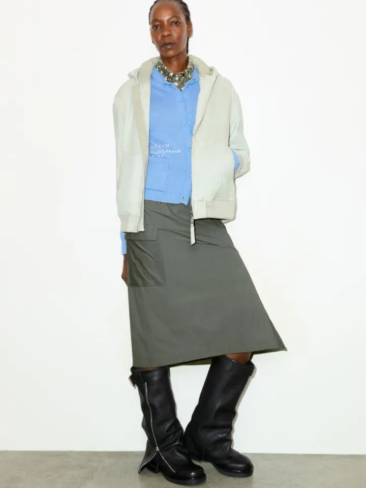 Technical-jersey pencil skirt - kaki