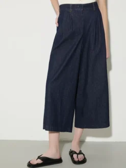Textured denim maxi culottes - navy