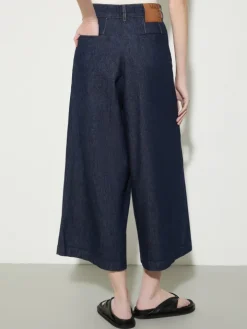 Textured denim maxi culottes - navy