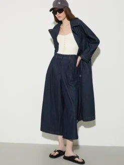 Textured denim maxi culottes - navy