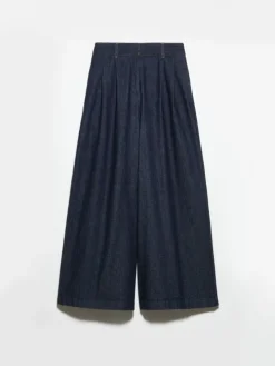 Textured denim maxi culottes - navy