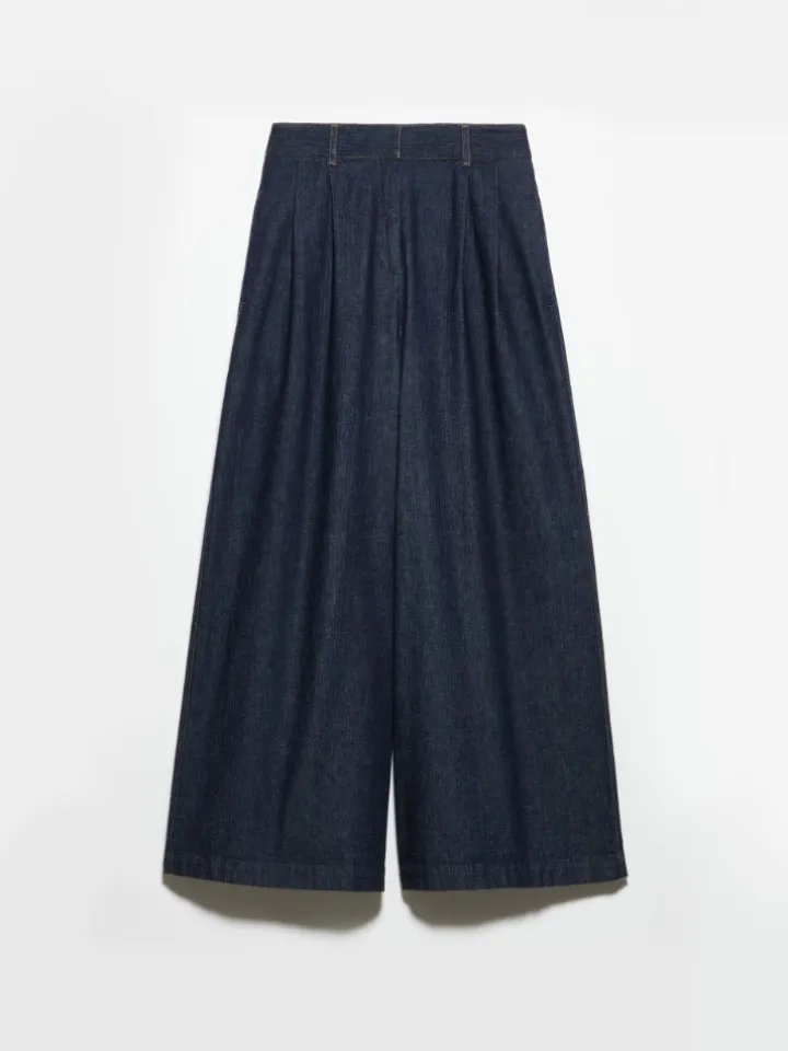 Textured denim maxi culottes - navy