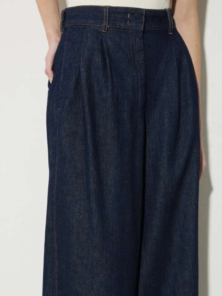 Textured denim maxi culottes - navy