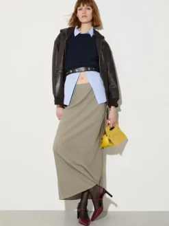 Textured jersey maxi skirt - sage