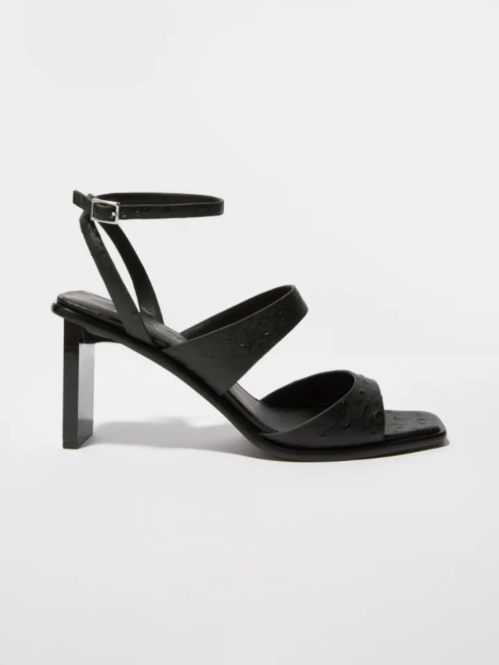 Textured leather sandals - black